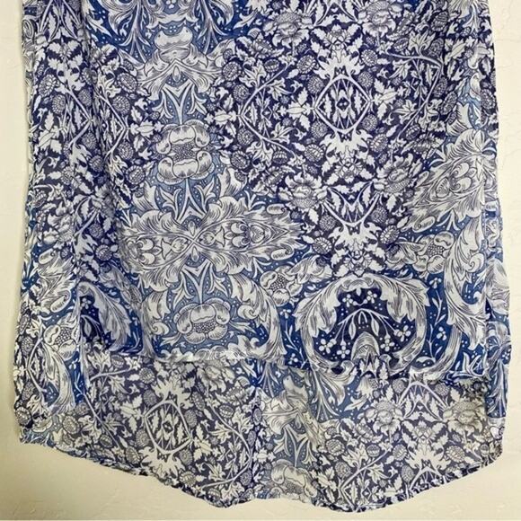 Como Black Blue Floral Lightweight Blouse Petite Large - Picture 5 of 9